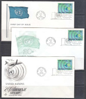 Ca0696 UNITED NATIONS 1968, SG A190 Airmail Stamp, 3 Diff FDCs - Storia Postale