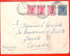Aa1004 - MONACO - Postal History - Overprinted Stamps On  COVER To CANADA - Brieven En Documenten