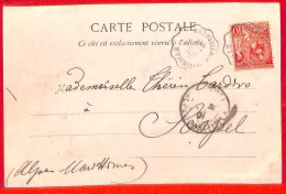 Aa1007 - MONACO - Postal History - Ambulant Postmark On POSTCARD To FRANCE 1901 - Briefe U. Dokumente