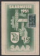 SARRE - SAAR / 1951 CARTE MAXIMUM "SAARMESSE 1951" -  VOYAGEE - TAXEE/DETAXEE  (ref 3609) - Maximum Cards