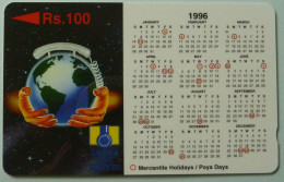 SRI LANKA - GPT - Control Number Error - 1996 Calendar - Mercantile Holidays - RS 100 -  R - Sri Lanka (Ceilán)