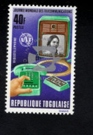 1819864911 1974 (XX)  SCOTT 880 POSTFRIS MINT NEVER HINGED - 4TH WORLD TELECOMMUNICATIONS DAY OVERPRINTED IN SILVER - Togo (1960-...)