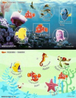 Taiwan Finding Nemo 2008 Cartoon Animation Fish Turtle Marine Life Coral Reef (ms Pair) MNH - Neufs