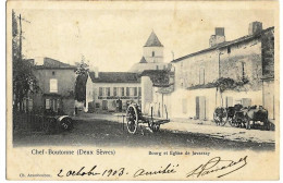 CHEF-BOUTONNE (79) Bourg Et Eglise De Javarzay Ed. Arambourou, Envoi 1903 Dos Simple (tonneaux LEF) - Chef Boutonne