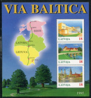 LATVIA  1995 Baltic Highway Block MNH / **.  Michel Block 5 - Lettonia