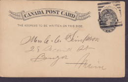 Canada Postal Stationery Ganzsache Entier Queen Victoria ST JOHN N.B. 1897 BANGOR Maine USA (2 Scans) - 1860-1899 Regno Di Victoria