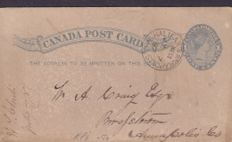 Canada Postal Stationery Ganzsache Entier Queen Victoria Aylisford HALIFAX & WEST ANNAPOLIS 1887 (2 Scans) - 1860-1899 Règne De Victoria