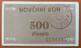 Bosnia, 500 Dinara, 1992, Stamp Vitez, Pick 49c, XF - Bosnie-Herzegovine