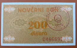 Bosnia, 200 Dinara, 1992, Stamp Travnik, Pick 48a, XF - Bosnie-Herzegovine