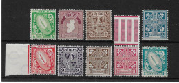 IRELAND 1940 - 1968 ½d, 1½d, 2½d, 3d, 8d, 9d, 10d, 11d, 1s SG 111, 113, 115, 116, 119c - 122 UNMOUNTED MINT Cat £144+ - Unused Stamps