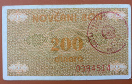 Bosnia, 200 Dinara, 1992, Stamp Novi Travnik, Pick 48b, VF - Bosnie-Herzegovine