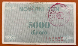 Bosnia, 5000 Dinara, 1992, Stamp Novi Travnik, Pick 50b, VF - Bosnie-Herzegovine
