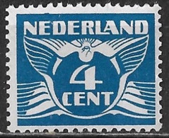 Plaatfout Blauwe Bobbel Boven De 1e E Van NEderland In 1924-1925 Vliegende Duif 4 Ct Blauw Z. WM NVPH 148 PM 8 Postfis - Errors & Oddities