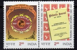 India 1997 Centenary Of Philatelic Society Of India Se-tenant Pair, MNH, SG 1709/10 (D) - Ungebraucht