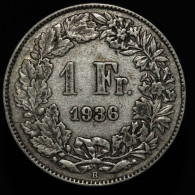 Suisse / Switzerland, 1 Franc, 1936, Argent (Silver) - Autres & Non Classés