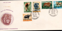 INDIA- 1963 - WILDLIFE SET OF 5 ON ILLUSTRATED FIRST DAY COVER  - Ongebruikt