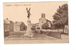 Nismes L'Eglise Et Le Monument ( Carte Peu Courante ) Petites Traces Au Dos - Viroinval