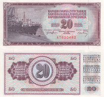 Yugoslavia 20 Dinara 1974 UNC, P-85a ( Six Larger Numerals ) Prefix AT - Yougoslavie