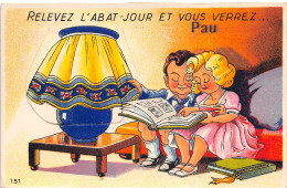 64-PAU- CARTE A SYSTEME DEPLIANTE-RELEVEZ L'ABAT-JOUR ET VOUS VERREZ PAU - Pau