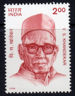 India 1998 Birth Centenary Of V.S. Khandekar, MNH, SG 1772 (D) - Neufs