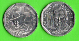 FRANCE . 2 FRANCS . " JEAN MOULIN 1993 " & " LOUIS PASTEUR 1995 ". 2 PIÈCES - Réf. N°222B - - 2 Francs