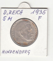 5 REICHSMARK 1935 F HINDENBURG SILVER COIN GERMANY - 5 Reichsmark