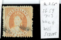 Aa5619b - Australia QUEENSLAND - STAMP - SG # 59  Watermark 4 + SCRIPT - USED - Oblitérés