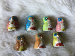 Série 7 Fèves MAIFRUICO Trouées CHOUETTES HIBOUX Multicolores - Animaux