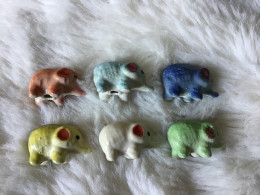 Série 6 Fèves MAIFRUICO Trouées ÉLÉPHANTS Multicolores - Animaux