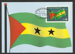 Sao Tome Et Principe Carte Maximum 1978 Drapeau 3ème Anniversaire Indépendance  St Thomas And Principe Flag Maxicard - Andere & Zonder Classificatie