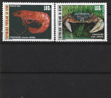 1987 BENIN 653-54** Crustacés, Crevette, Crabe - Bénin – Dahomey (1960-...)