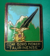 ALPINI Taurinense Genio Pionieri Spilla Smalti Anni 60 Marcata TO - Italy