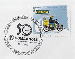 Brazil 2012 Cover Commemorative Cancel 50 Years Of Romagnole Electric Products SA Slogan Energy In Motion Electricity - Brieven En Documenten