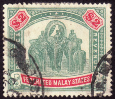 FEDERATED MALAY STATES FMS 1926 $2 Sc#74 Wmk.MSCA - USED RegISTERED Canc @TE153 - Federated Malay States