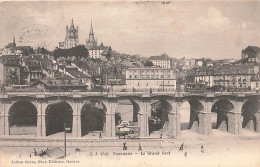 Lausanne Le Grand Pont Cathédrale Attelage 1903 - Lausanne