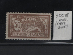 FRANCE 1900 MERSON TYPE 50 CENTIMES VERY LIGHT MH STAMP  YVERT No 120 AND VALUE EURO 300,00 - Neufs