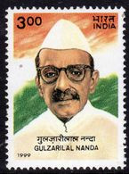 India 1999 Gulzarital Nanda Birth Centenary, MNH, SG 1851 (D) - Ongebruikt