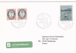 POSTHORN, SWANS, STAMPS ON COVER, 2001, NORWAY - Brieven En Documenten