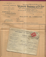 170723 - LETTRE - PERFORE VF VENOT FRERES Horlogerie Montre Déesse 1908 - Lettre Bon De Commande - PEYROUSE Montignac 24 - Covers & Documents