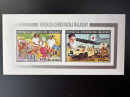 Madagascar Madagaskar 1992 Mi. 1391 / 1394 I ND IMPERF Red Cross Henri Dunant Croix Rouge Lions International Rotary - Madagascar (1960-...)