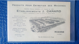 Roanne Carte Publicitaire , Etablissements J CANARD , Produits Pour Entretien Des Machines - Roanne