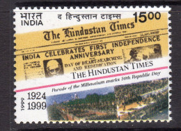 India 1999 75th Anniversary Of The Hindustan Times, MNH, SG 1891 (D) - Nuovi