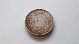 SUISSE 5 FRANCS 1932 PATINE  ARGENT/SILVER/SILBER/ARGENTO COTES : 17€-24€-31€-41€-101€ - Autres & Non Classés