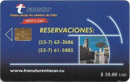 Cuba - Etecsa (Chip) - Transtur, Reservaciones - 11.2001, 10$, 21.000ex, Used - Cuba