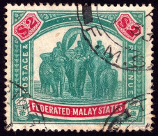 FEDERATED MALAY STATES FMS 1926 $2 Sc#74 Wmk.MSCA - USED @TE196 - Federated Malay States