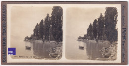 Les Bords Du Lac Léman / Clarens Vaud - Photo Stéréoscopique 1900 Près Montreux Alpes Bateau C11-8 - Photos Stéréoscopiques