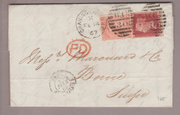 Grossbritannien 1867-02-14 Charing-Cr. London Brief Nach Bern Mit 1 Penny + 4 Penny - Storia Postale