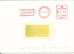 Denmark Cover With Red Meter Cancel 16-4-1993 The Embassy Of Sweden Copenhagen - Covers & Documents