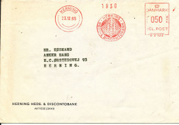 Denmark Bank Cover With Meter Cancel Herning 23-12-1965 (Herning Hede & Discontobank) - Storia Postale