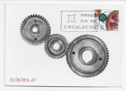 3789 Máxima Madrid 1967, CEPT, Tema Europa, Sello Rojo - Tarjetas Máxima